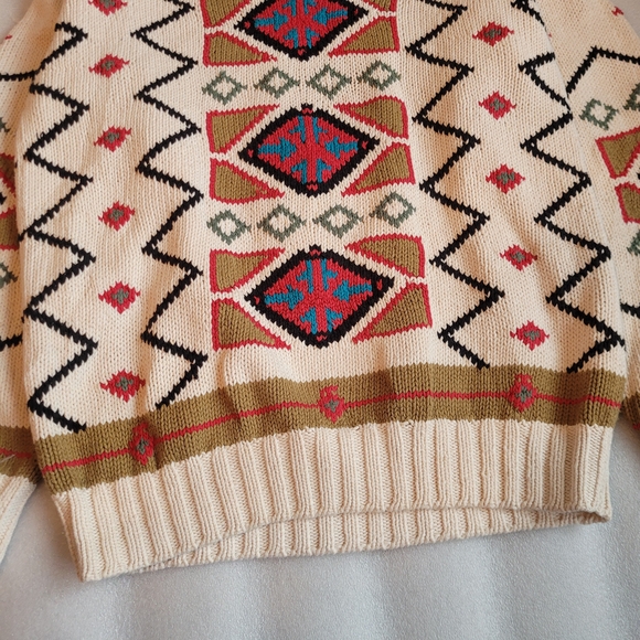 Vintage Navajo Pattern Men's Cotton Crew Neck Sweater Medium - Picture 3 of 11